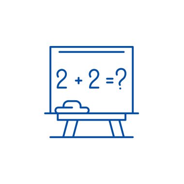 Matematik dersleri satırı simgesi kavramı. Matematik dersleri düz vektör simgesi, işaret, anahat illüstrasyon.