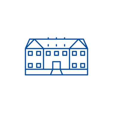 Bakanlığı satırı simgesi kavramı. Bakanlığı düz vektör simgesi, işaret, anahat illüstrasyon.