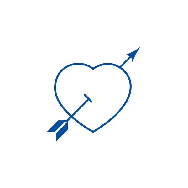 Любовное сердце со стрелочным значком. Любовное сердце со стрелкой плоский векторный символ, знак, контур иллюстрации . — стоковый вектор