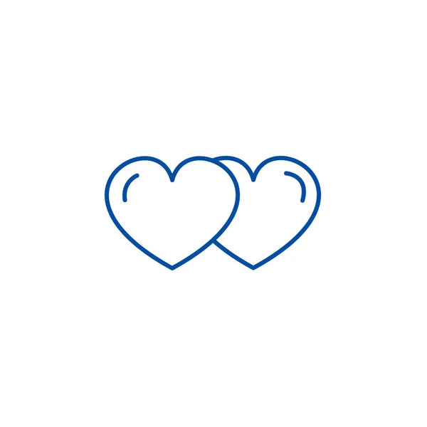 Понятие иконы линии сердец любви. Символ любви плоские векторные сердца, знак, набросок иллюстрации . — стоковый вектор