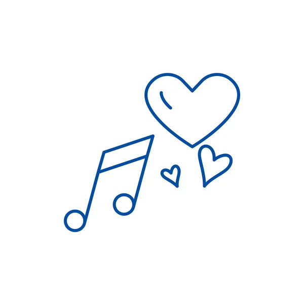 Adoro il concetto di icona della linea musicale. Amore musica piatta vettoriale simbolo, segno, illustrazione contorno . — Vettoriale Stock