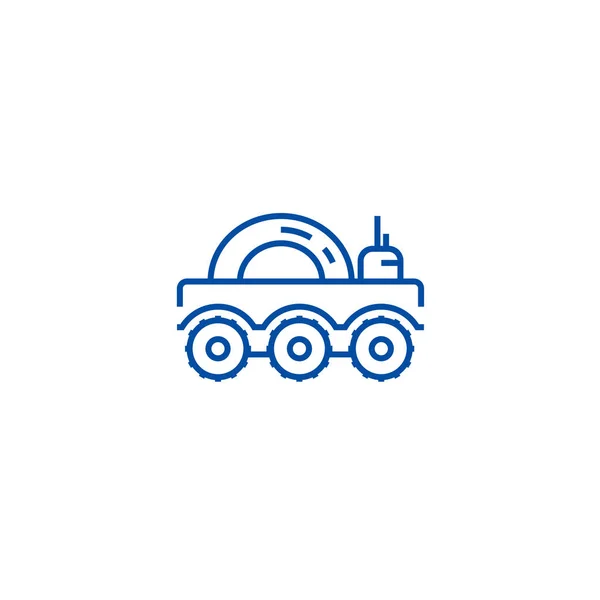 Concepto de icono de línea de vehículo lunar. Vehículo lunar símbolo vectorial plano, signo, esquema ilustración . — Vector de stock
