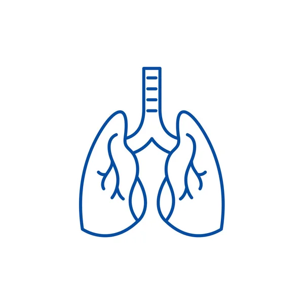 肺線アイコンのコンセプトです。肺フラット ベクトル記号, サイン, 概要図. — ストックベクタ