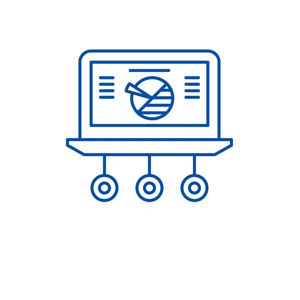 Concepto de icono de línea de estadísticas de mercado. Estadísticas del mercado vector plano símbolo, signo, esquema ilustración . — Archivo Imágenes Vectoriales