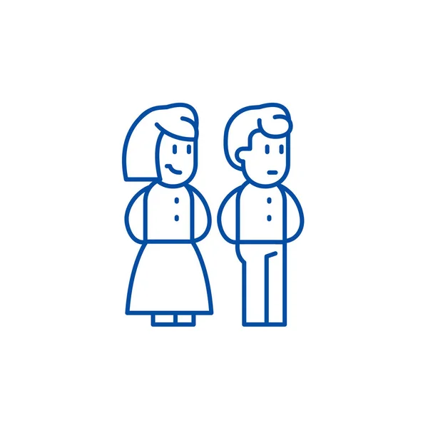 Концепция иконки супружеской пары. Супружеская пара плоский вектор символ, знак, набросок иллюстрации . — стоковый вектор