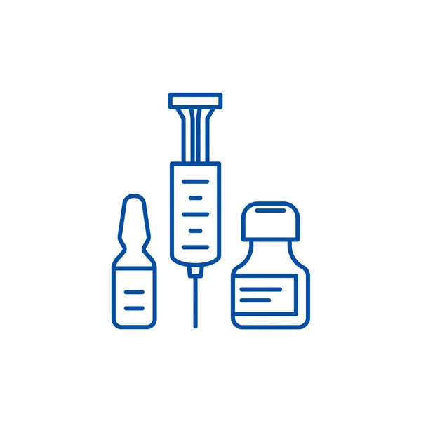Conceito de ícone de linha de tiros médicos. Imagens médicas símbolo vetorial plana, sinal, ilustração esboço . —  Vetores de Stock