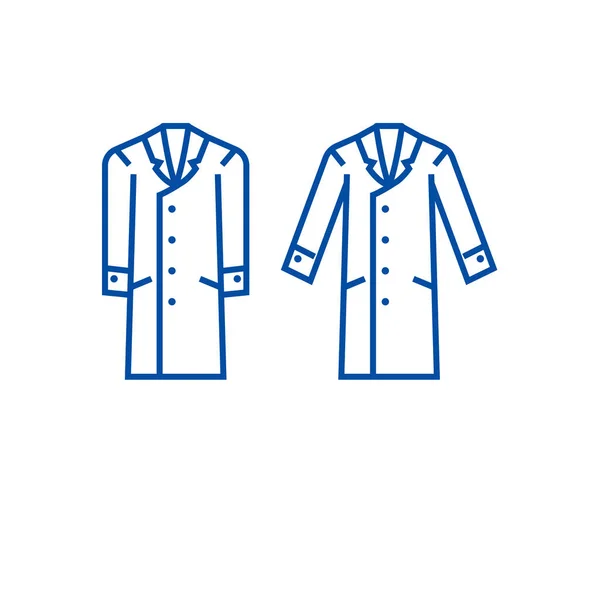 男士大衣线图标概念。人大衣平向量标志, 标志, 概述例证. — 图库矢量图片