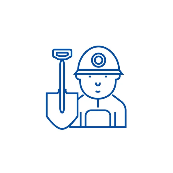 Miner,worker line icon concept. Miner,worker flat  vector symbol, sign, outline illustration. — Stock Vector