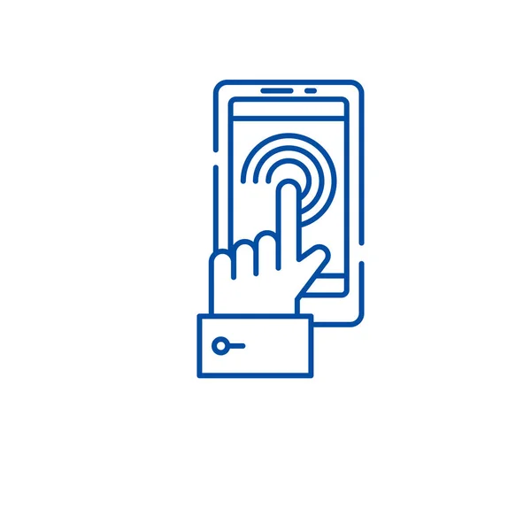 Mobile Touchscreen Line Icon-Konzept. Mobile Touchscreen flache Vektorsymbol, Zeichen, Umriss Illustration. — Stockvektor