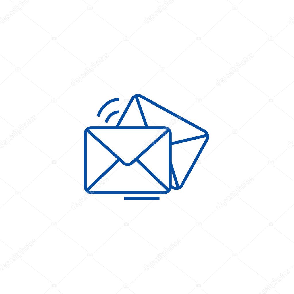 Mail,email,envelope line icon concept. Mail,email,envelope flat  vector symbol, sign, outline illustration.