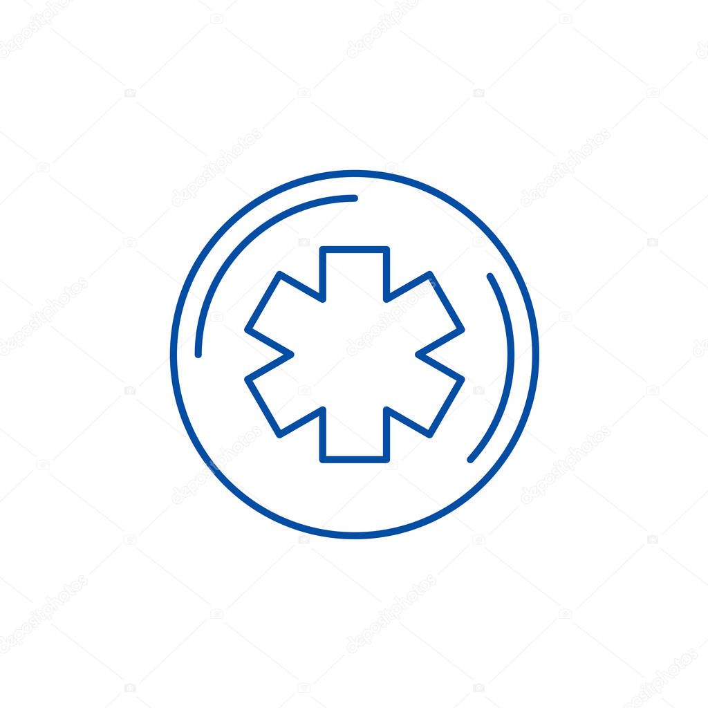 Medicine symbol line concept icon. Medicine symbol flat  vector website sign, outline symbol, illustration.
