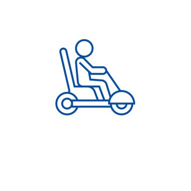 Hareketlilik scooter satırı simgesi kavramı. Hareketlilik scooter düz vektör simgesi, işaret, anahat illüstrasyon.