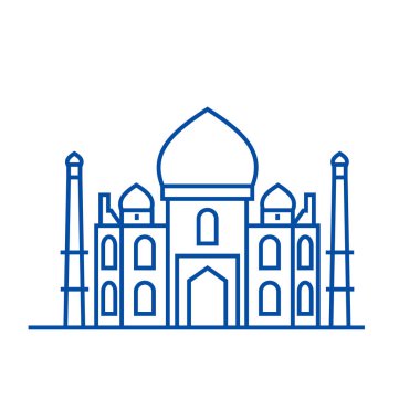 Camii, islam satırı simgesi kavramı. Camii, islam düz vektör simgesi, işaret, anahat illüstrasyon.