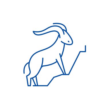 Dağ keçisi satırı simgesi kavramı. Dağ keçisi düz vektör simgesi, işaret, anahat illüstrasyon.