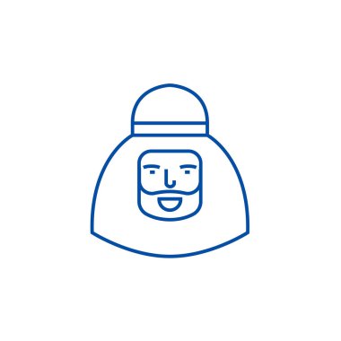 Müslüman erkek çizgi simgesini kavramı. Müslüman erkek düz vektör simgesi, işaret, anahat illüstrasyon.