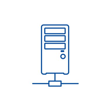 Ağ sunucu satırı simgesi kavramını. Ağ sunucusu düz vektör simgesi, işaret, anahat illüstrasyon.