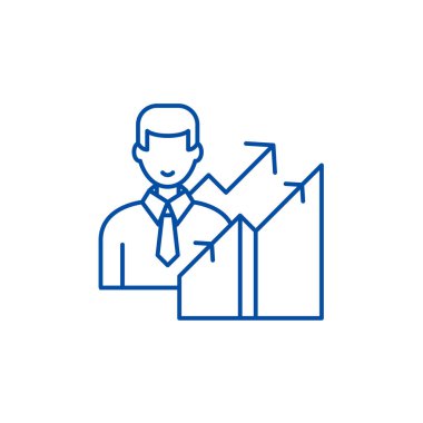 Yeni kariyer satırı simgesi kavramı. Yeni kariyer düz vektör simgesi, işaret, anahat illüstrasyon.