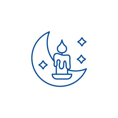 Gece saat satırı simgesi kavramı. Gece saat düz vektör simgesi, işareti, anahat illüstrasyon.