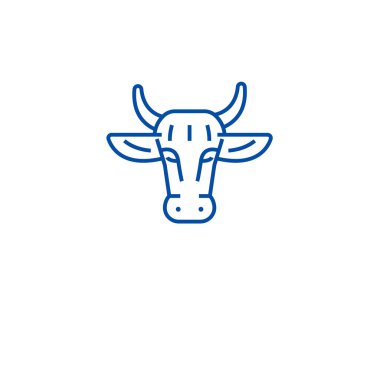 Ogranic sığır eti simgesi kavramı satır. Ogranic sığır eti düz vektör simgesi, işaret, anahat illüstrasyon.