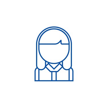 Office kadın satırı simgesi kavramı. Office kadın düz vektör simgesi, işaret, anahat illüstrasyon.