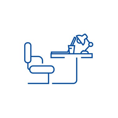 Office tablo satırı simgesi kavramı. Office tablo düz vektör simgesi, işaret, anahat illüstrasyon.