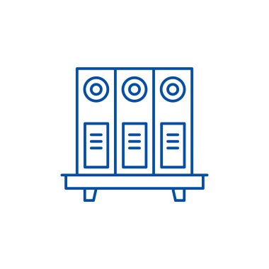 Ofis raf satırı simgesi kavramı. Ofis raf düz vektör simgesi, işaret, anahat illüstrasyon.