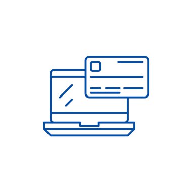 Online ödeme satırı simgesi kavramı. Online ödeme düz vektör simgesi, işaret, anahat illüstrasyon.