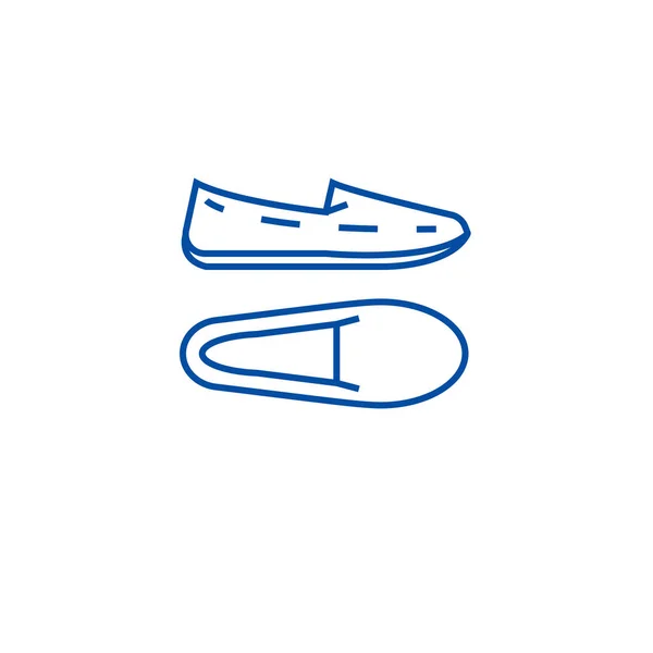 Mocassins lijn pictogram concept. Mocassins platte vector symbool, teken, overzicht illustratie. — Stockvector