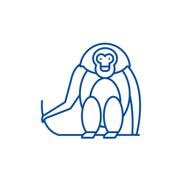 Aap lijn pictogram concept. Monkey platte vector-symbool, teken, overzicht illustratie. — Stockvector