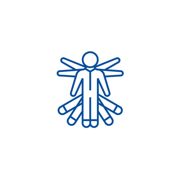 Multitasking, Projekt Management Line Icon Konzept. Multitasking, Projektmanagement flache Vektor-Symbol, Zeichen, Umriss Illustration. — Stockvektor