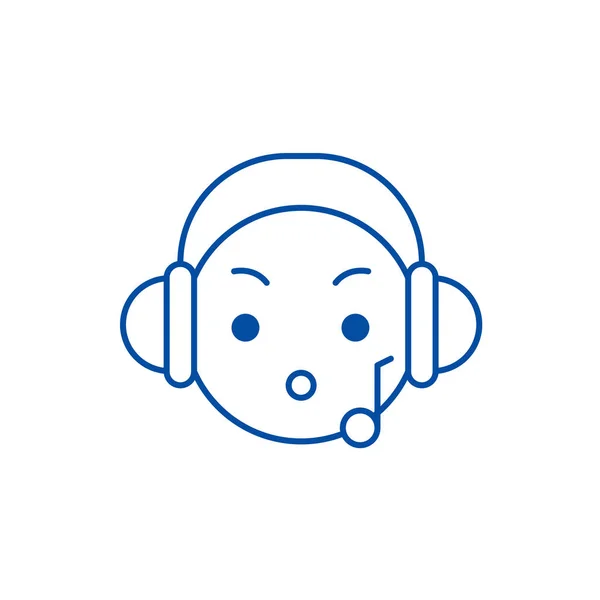 Musik lyssnande emoji line ikonen koncept. Musiklyssning emoji platt vektor symbol, underteckna, disposition illustration. — Stock vektor