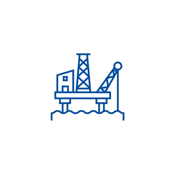 Concept de ligne de plate-forme pétrolière icône. Plate-forme pétrolière symbole vectoriel plat, signe, illustration de contour . — Image vectorielle