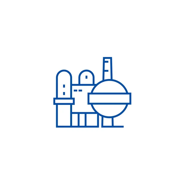 Icono de línea de refinería de petróleo concepto. Refinería de petróleo vector plano símbolo, signo, esquema ilustración . — Vector de stock
