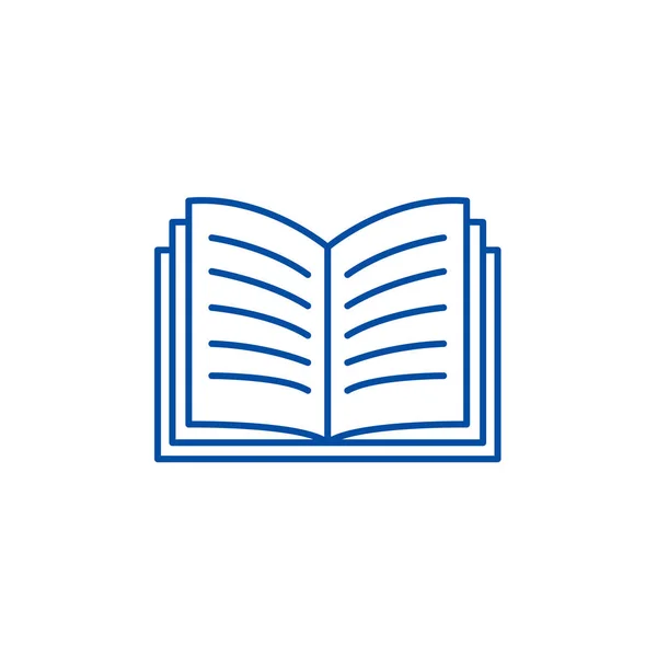 Abrir conceito de ícone de linha de livro. Livro aberto símbolo vetorial plana, sinal, ilustração esboço . —  Vetores de Stock