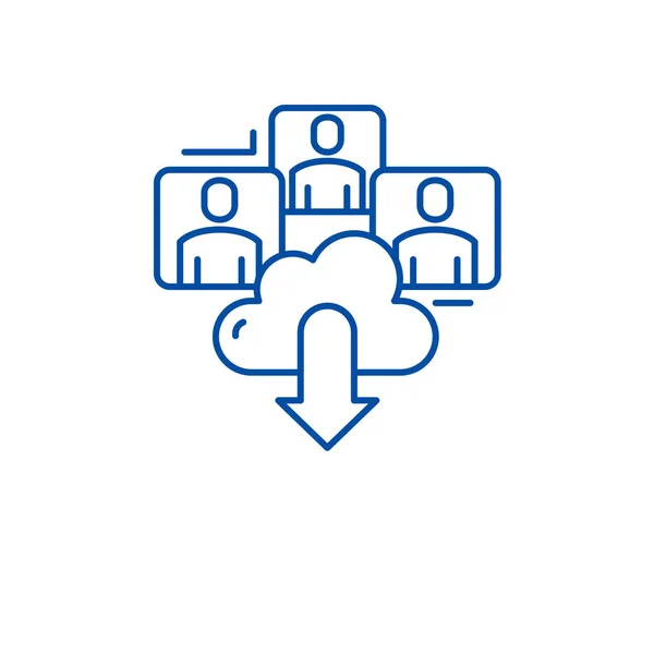 Online teamwork line icon concept. Online teamwork flat  vector symbol, sign, outline illustration. — Stock Vector