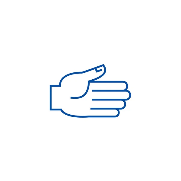 Open hand lijn pictogram concept. Geopend handje platte vector symbool, teken, overzicht illustratie. — Stockvector