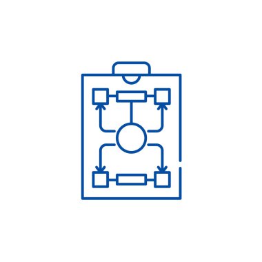Organizasyon yapısı satırı simgesi kavramı. Organizasyon yapısı düz vektör simgesi, işaret, anahat illüstrasyon.