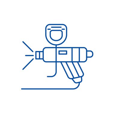 Araba Servis satırı simgesi kavramı boya. Boya araba servisi düz vektör simgesi, işaret, anahat illüstrasyon.