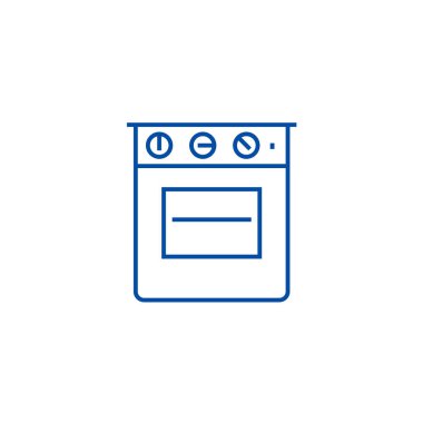 Fırın satırı simgesi kavramı. Fırın düz vektör simgesi, işaret, anahat illüstrasyon.