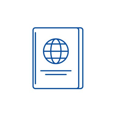 Pasaport satırı simgesi kavramı. Pasaport düz vektör simgesi, işaret, anahat illüstrasyon.