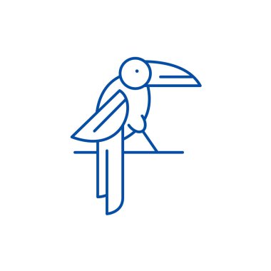 Papağan satırı simgesi kavramı. Papağan düz vektör simgesi, işaret, anahat illüstrasyon.