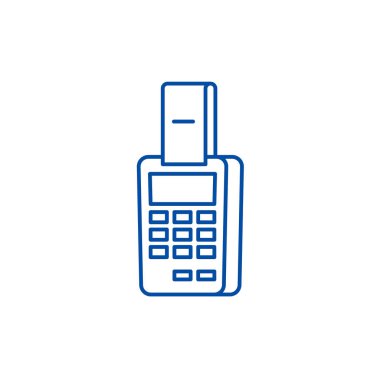 Terminal hattını simgesi kavramı ile ödeme. Terminal düz vektör simgesi, işaret, anahat illüstrasyon ile ödeme.