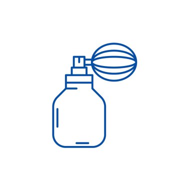 Parfüm satırı simgesi kavramı. Parfüm düz vektör simgesi, işaret, anahat illüstrasyon.