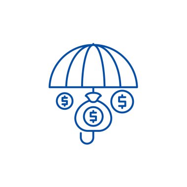 Finans Sigorta satırı simgesi kavramı. Finans Sigorta düz vektör simgesi, işaret, anahat illüstrasyon.