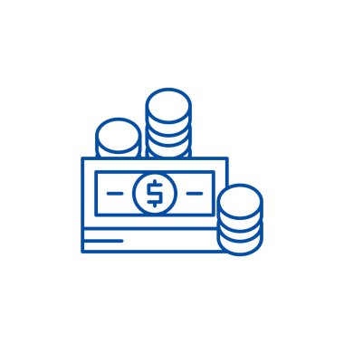 Finansal katkıları satırı simgesi kavramı. Finansal katkıları düz vektör simgesi, işaret, anahat illüstrasyon.