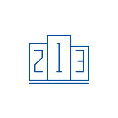 Birinci, ikinci ve üçüncü satırı simgesi kavramı yer. Birinci, ikinci ve üçüncü düz vektör simgesi, işaret, anahat illüstrasyon.