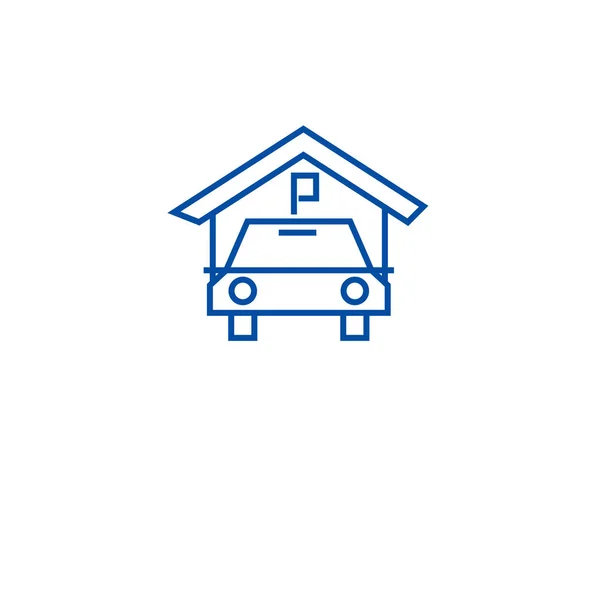 Parking garage line icon concept. Parking garage flat  vector symbol, sign, outline illustration. — Stock Vector