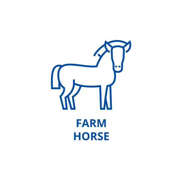 Concepto de icono de línea de caballo de granja. Granja caballo plano vector símbolo, signo, esquema ilustración . — Vector de stock
