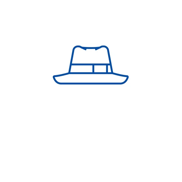 Concepto de icono de línea sombrero Fedora. sombrero Fedora símbolo de vector plano, signo, esbozo ilustración . — Archivo Imágenes Vectoriales