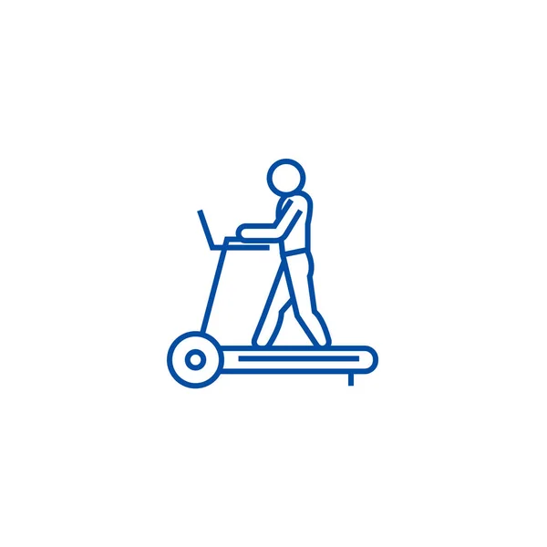健身跑步机线图标概念。健身跑步机平面矢量符号, 符号, 轮廓插图. — 图库矢量图片